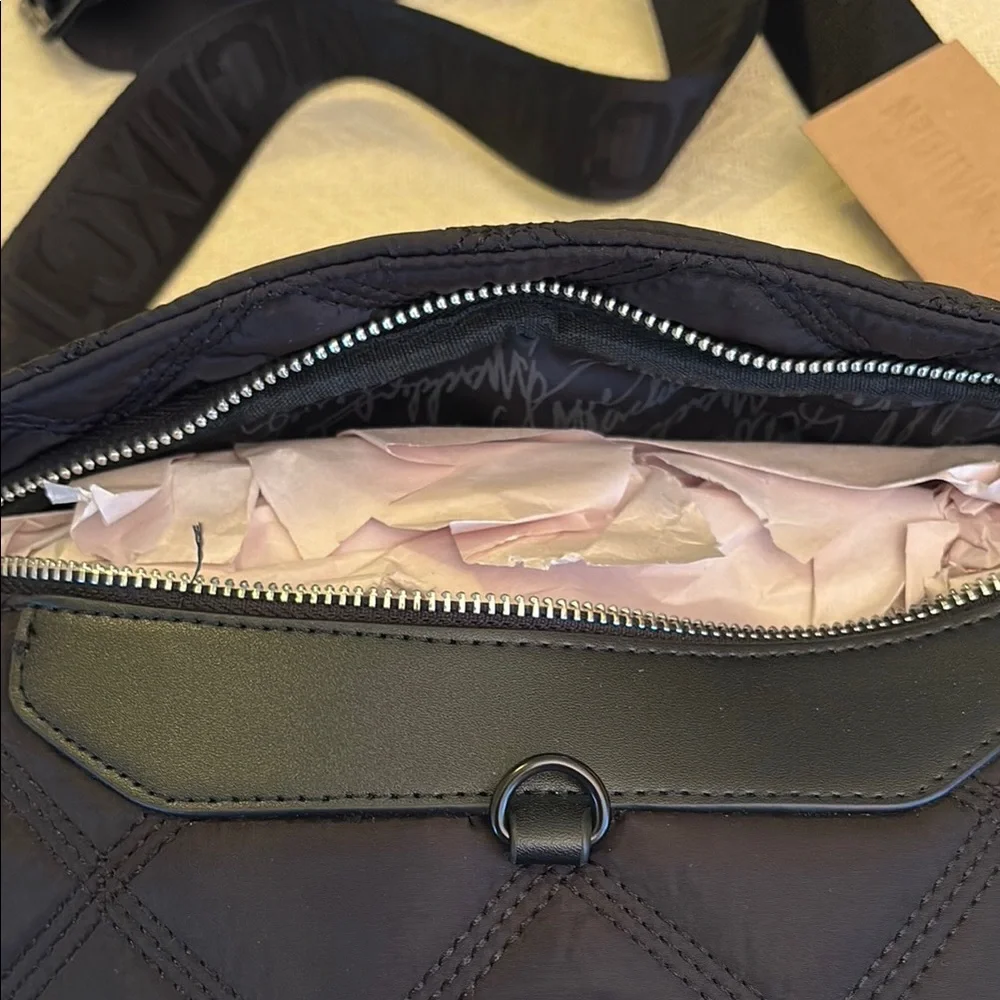 NWT Steve Madden Black quilted Crossbody Bag short chain & adjustable long strap